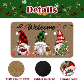 TREWAVE Christmas Welcome Decorative Doormat, Christmas Gnome Tomte Door Mat, Non Slip Rubber Backing Doormat, Outdoor Indoor Entrance Doormat, Front Door Mats Floor Mat, 29 x 17 Inch