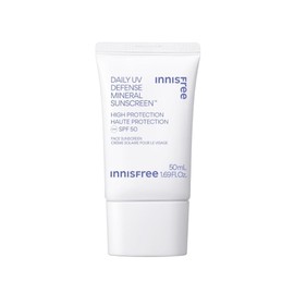INNISFREE Daily UV Defense Mineral Sunscreen SPF 50, Hydrating and Soothing Korean Mineral Sun Cream Protection for glow & healthier skin, 50ml