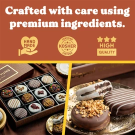Holiday Christmas Cookies Gift Basket - 12 Gourmet Chocolate Covered Sandwich Cookies with Assorted Toppings - Assorted Food Gift Box for Fathers Day, Mothers Day, Family, Sympathy, Men & Women.