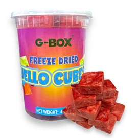 G-Box Freeze-Dried Jello Cubes Cherry Flavor - USA-Made Freeze-Dried Candy - Size: Large