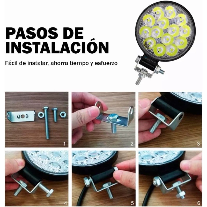 faros de niebla Par Faros 14 Leds Redondo Mini Slim