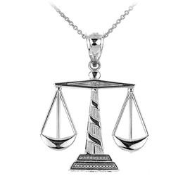 925 Sterling Silver Scales of Justice Pendant Necklace, 16"