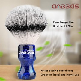 Vegan Shaving Brush with Travel Tin for Shaving Brush Classic Nylon Fibre Resin Handle Anbbas Size Shaving Brush (Knot 24 mm) (Blue)