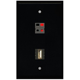 RiteAV - Black 1 Port USB A-A 1 Port Speaker Wall Plate
