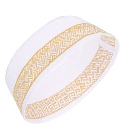 Male Muslim Prayer Hat Polyester Blend Cotton Cloth Islam Man Embroidery Hat Men's Head Hat, yellow