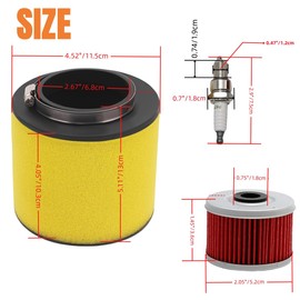 17254-HN5-670 Air Filter Fits for Honda Rancher 350 TRX350TE TRX350TM TRX350FE TRX350FM 2000-2006, Foreman 400 450 TRX400 TRX450 TRX400FW TRX450S TRX450FE TRX450FM 1995-2004 with Oil Filter Spark Plug