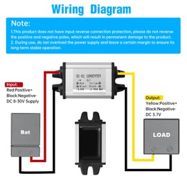 Xdingjiala DC 12V/24V to 3.7V Buck Converter Module IP67 Waterproof DC 8-30V to 3.7V 3A 11.1W MAX Power Transformer Step-down Converter for Robotics, Motor, Automotive, LED and more