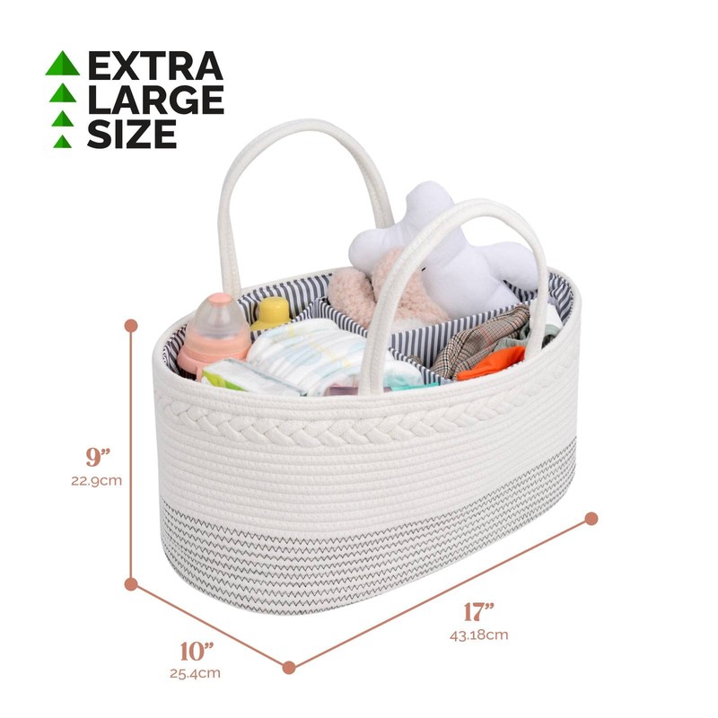 luxury little Diaper Caddy Organizer, Large Cotton Rope Nursery Baby