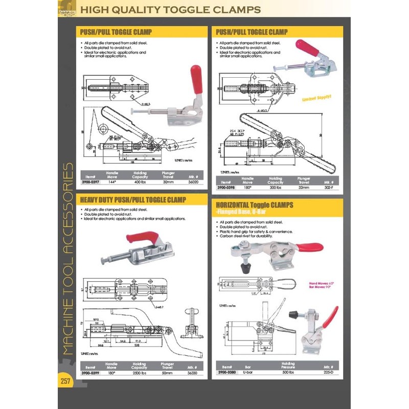 HHIP 3900-0388 Push and Pull Clamp with 45 Degree Handle