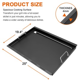 Full Size Griddle Insert for Weber Genesis 300 Series E-310 S-310 E-320 S-320 E-330 S-330 EP-310 EP-320 EP-330 CEP-310 Gas Grills, Flat Top Griddle Replacement for Weber 7524 7528