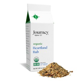 Organic Heartland Rub by Journey Spice Co. | Gourmet Coarse All-Purpose Dry Rub Inspired by Chicago Steak Seasoning for Steak, Chicken, Poultry, Meat, Veggies, and More | Salt-Free, Sugar-Free, MSG-Free, Non-GMO