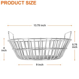 Stainless Steel Ash Basket for Large Big Green Egg Grill, Kamado Joe Classic, Pit Boss, Louisiana Grills,Primo Kamado Grill, and Large Grill Dome