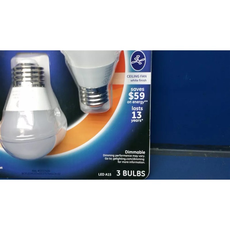 GE LED Light Bulb 3-Pack A15 Ceiling Fan Dimmable 40W