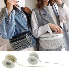 2 Rolls 2MM Crystal Rhinestone Close Chain Trim, lyfLux Crystal Rhinestones Close Chain for Crafts Sewing DIY Jewelry Decoration (Silver, Gold), 11 Yards Each Roll/ 22 Yards Total