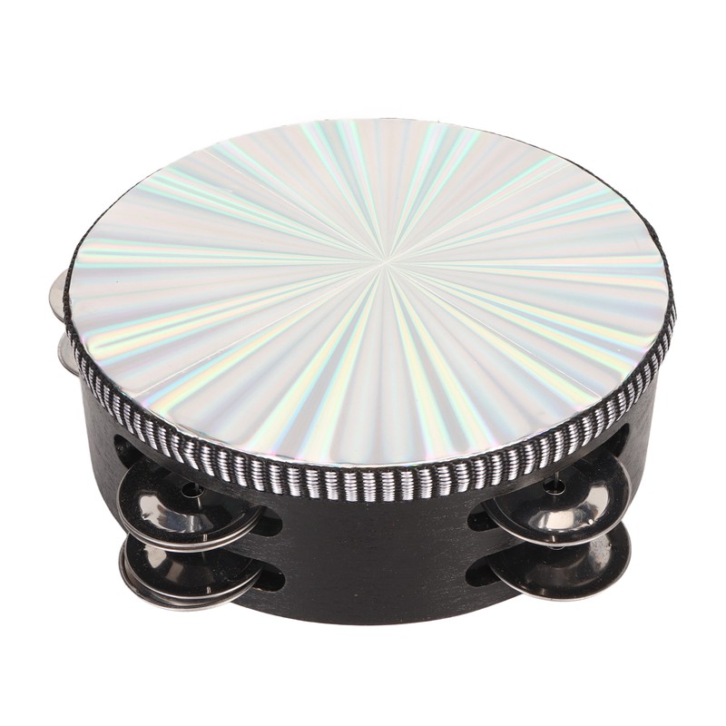 6 Inch Tambourines Double Row Melodious Polished Reflective Drum Hand