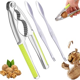 3Piezas Cascanueces, Cascanueces Verde Con Tenedores De Cangrejo, Adecuado Para Nueces y Mariscos, Herramientas De Cocina Para Hogares y Restaurantes, Clip De Nueces De Uso Diario Duradero y Eficiente