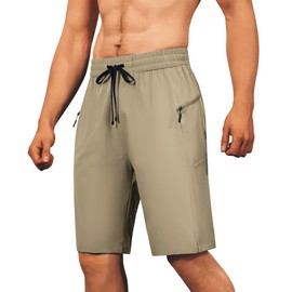 FOGFIRE Men's Swim Trunks Quick Dry Beach Shorts with Zipper Pockets, UPF 50+, Swimming, Surfing, Outdoor - No Mesh Liner Khaki