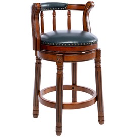 CozyRain Bar Stools Modern Swivel Barstools,Kitchen Counter Genuine Leather Upholstered Island Barstool with Footrest for Home Kitchen Dining Room (Navy, Seat Height 26 in)