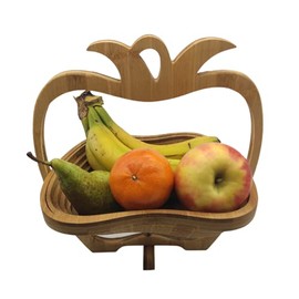 SusggO Folding Fruit Basket Bamboo Wood Vegetable Cutting Board Worktop Saver Basket Fruit Shapes Apple, Pear, Pineapple (Pineapple)