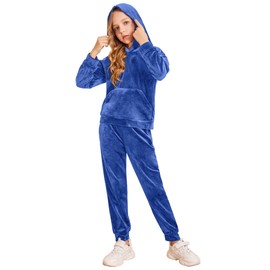 Arshiner Girls Velour 2 Pieces Tracksuits Outfits Athletic Hoodies Sweatshirts and Sweatpants Athletic Clothing Sets