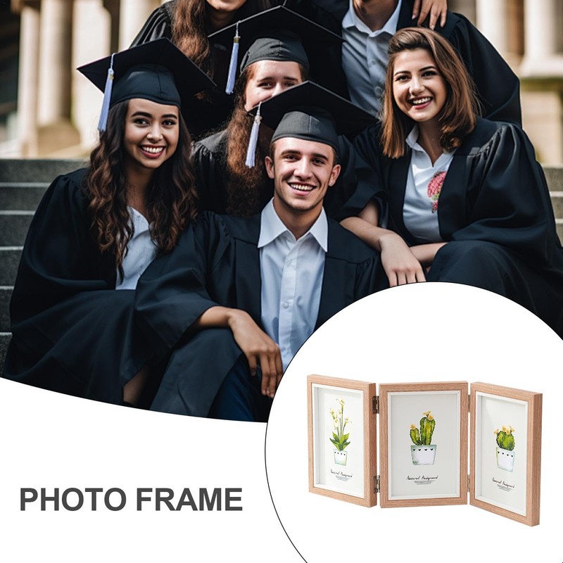 Three Photo Frame | Rustic Hinged Trifold Frame | Family