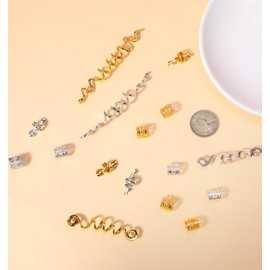 28Pcs Gold Hair Accessories for Women, Braid Hair Jewelry with Metal Dreadlock Beads