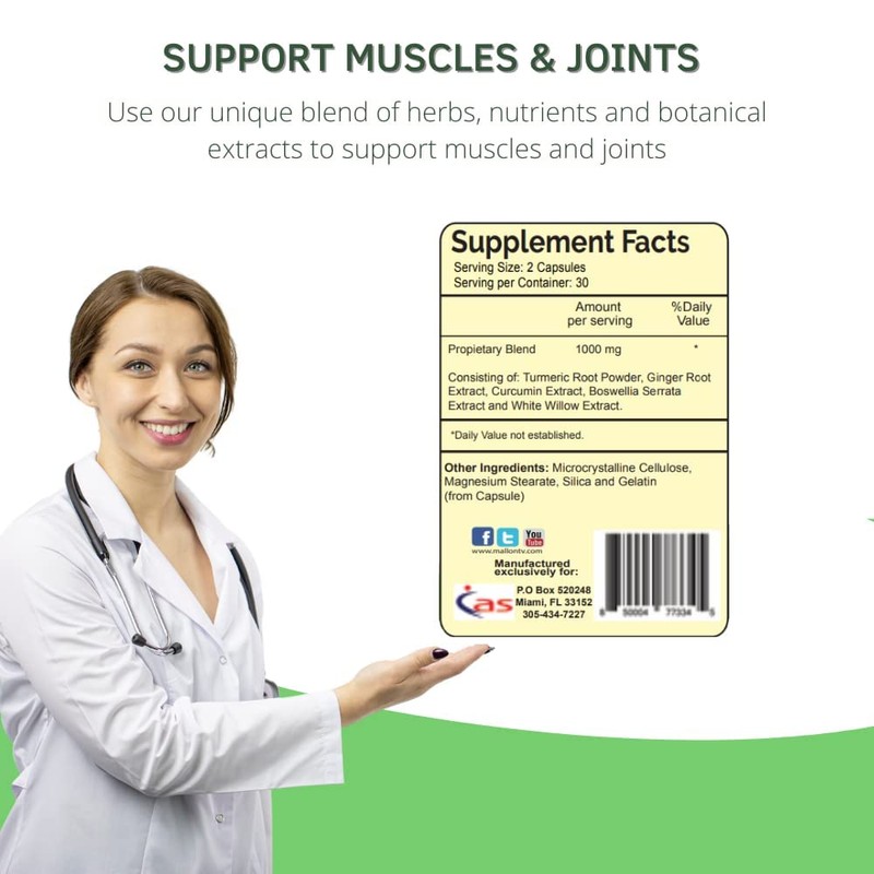 ARMY HEALTH 100% Natural Turmeric Curcumin 60 Capsules - Ginger,