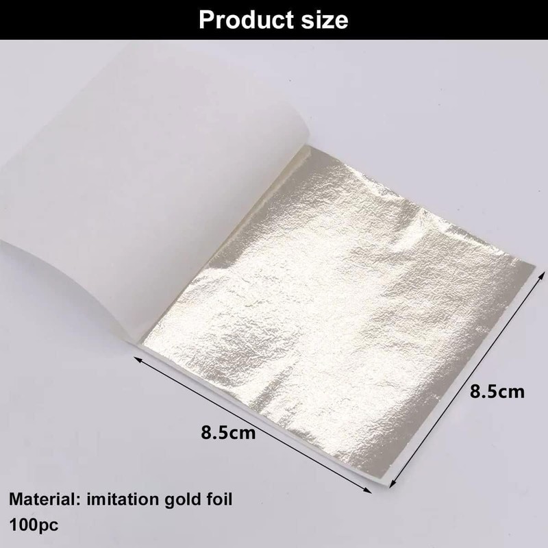 Silver Leaf, 100 Sheets 8.5 x 8.5 cm Silver Leaf