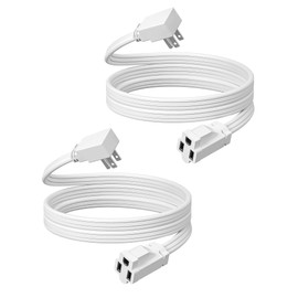 DEWENWILS Heavy Duty 6FT Extension Cord with 3-Prong Flat Plug, 15A/1875W 14/3 SPT-3 Flat Wire, Space Saving for Home Office Appliances & Electronics, ETL Listed, 2 Pack, White
