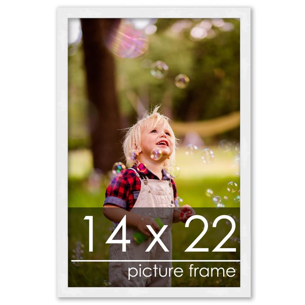 Poster Palooza 14x22 Frame White Solid Pine Wood Picture Frame