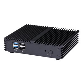 Qotom Q170S Mini PC J3710 Quad Core Up to 2.64 GHz Dual LAN Dual Dual HD 1.4 Ports-4GB RAM 64GB mSATA SSD