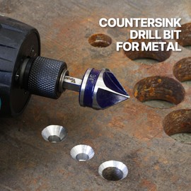 Vearter Countersink Drill Bit Set 1/4'' to 3/4'', 5PCS HSS 5-Flute Chamfer Bits with 1/4" Hex Shank Quick Change & Clear Storage Case, Woodworking Tools for Metal, Wood, Plastic