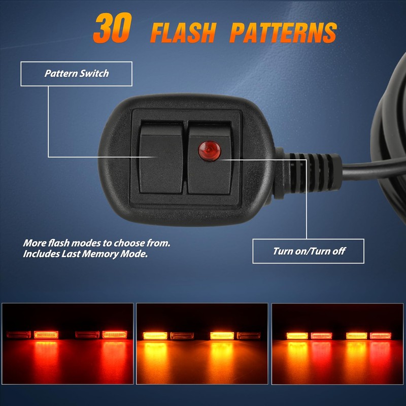 Nilight 40LED Amber Red Emergency Strobe Traffic Advisor Light Bar