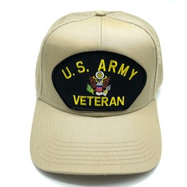 Infinite Hats US Army Veteran Patch Mesh Adjustable Baseball Cap (Khaki)