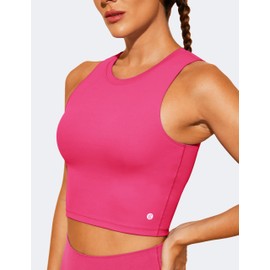 Baydi Women's Sports Bra Without Underwire, Bustier, Removable, Padded Crop Tops, High Closed Tank Top, Yoga, Fitness Soft Bra