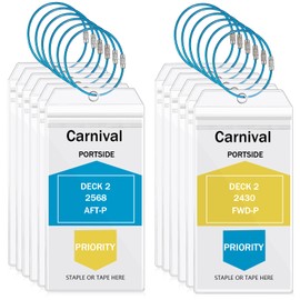 Sabary 12 Pcs Cruise Luggage Tags Clear Waterproof Cruise Essentials with Loop Reusable PVC Zip Seal Luggage Tag Holder Accessories for Cruising Line Carnival Ship Travel(7.2 x 3.5 Inch,Blue)