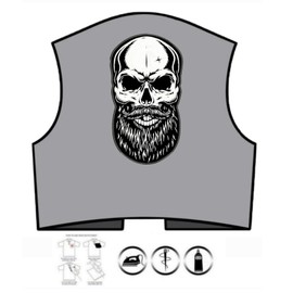 SKULL BARBUTO Iron on Back Patch Large Motorcycle Vest Biker Motorcycle Vest Independent Free Biker Rider Iron