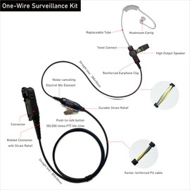 MONICONA R5 XPR3300E Earpiece with Mic Compatible with Motorola Radios XPR3300 XPR3500E DEP570 DP2600E MTP3250 DP3441E, Clear Acoustic Tube Headset with PTT and Clip Microphone