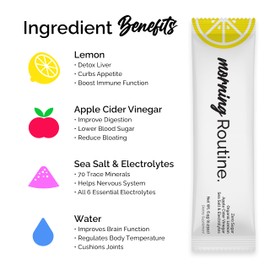 ROUTINE ROUTINE Morning Daily Hydration | Electrolyte Powder Packets with Apple Cider Vinegar, Lemon and Sea Salt | Hydrate Powder, Electrolyte Drink Mix | Keto & Paleo Electrolytes Hydration Powder - 30 ct