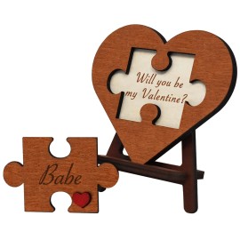 Top Obsession Will You be My Valentine Proposal Puzzle Piece Sign Wooden Heart Card