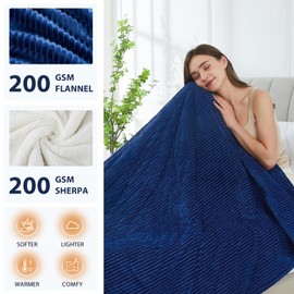 Homemate Electric Blanket Full Size- 72"x84" Heated Blanket Full Size 1/2/4/6/8 Hours Auto-Off 10 Heat Levels Over-Heat Protection Soft Flannel Sherpa Full Size ETL Certification