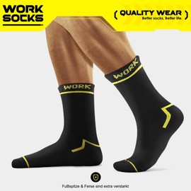 FALARY 10 Pairs of Men's Work Socks Cotton Functional Socks Inner Terry Work Socks Hiking Socks, 1-Black*10P