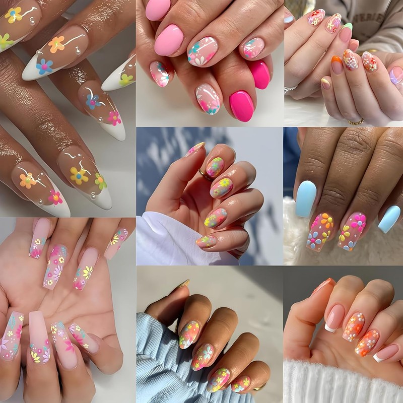30 Sheet Flower Nail Art Stickers Colorful 3D Self Adhesice