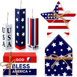 Kigley 6 Pcs Christmas Decorations Xmas Tiered Tray Decor Farmhouse Table Centerpieces Rustic Wooden Stacked Books Firework Sign for Xmas Indoor Home Party Table Decor (Cute)