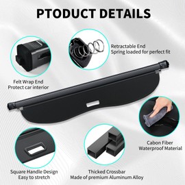 Tecoom Rear Cargo Cover fit for Ford Escape Accessories 2013 2014 2015 2016 2017 2018 2019, Anti-Peeping Retractable Trunk Security Cover Shield Shade, Privacy Screen with Carbon Fiber Texture