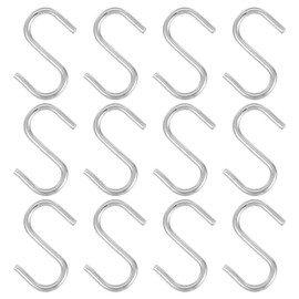 PATIKIL 1" S Shaped Hooks, 12 Pack Multipurpose S Hanging Hooks for Hanging Items in Your Home, Garage, Workshop, Silver Tone