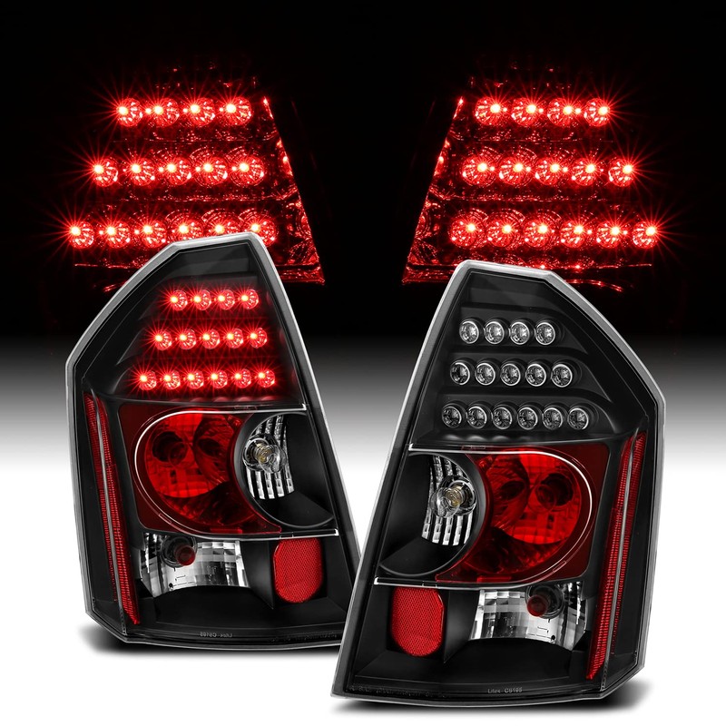 AmeriLite L.E.D Taillights Black for Chrysler 300/300C - Passenger and