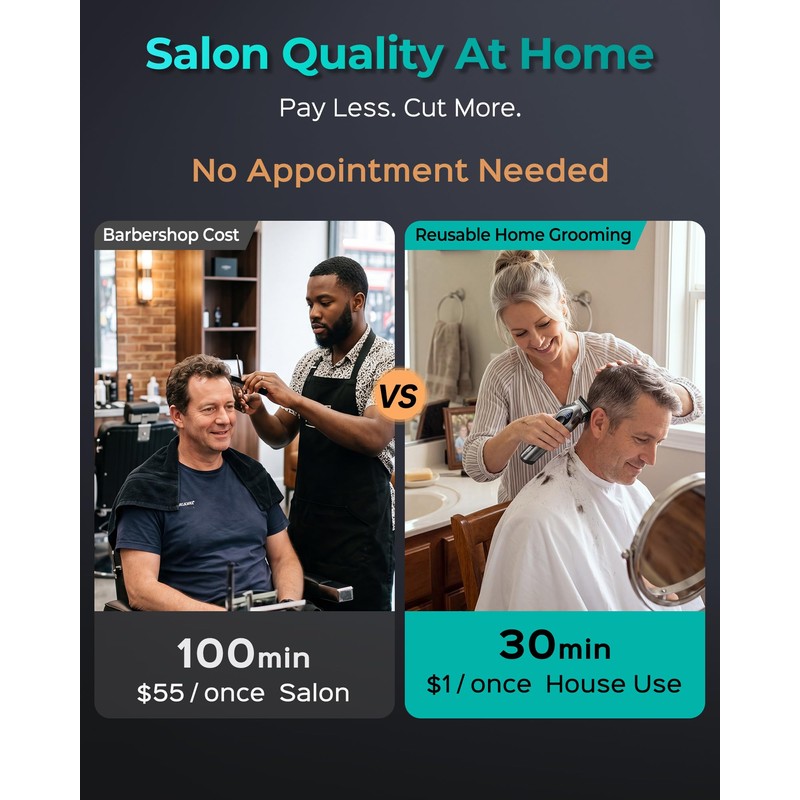 Hair Clippers for Men, Cordless Professional Clipper & Trimmer Set