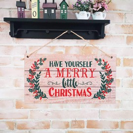 Healifty 2 x Merry Christmas Wooden Signs Decorative Wooden Plaque Door Hanger Wall Hanging Decoration for Christmas Tree Hanging Tag