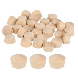 QUARKZMAN Pack of 40 Wooden Plugs, 12.5 mm / 0.49 Inch Flat Head Hardwood Hole Plugs Cover Caps Buttons Wooden Plugs for Furniture Woodworking Crafts Decor (14 mm x 12.5 mm)